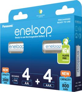 2x4 Panasonic Eneloop Kombipack 4xAA + 4xAAA Akkus  BK-KJMCDE44E