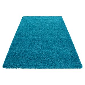 Teppium Teppich Hochflor Teppich Dream Shaggy Teppich einfarbig wohnzimmer Teppich, Farbe:Türkis, Maße:60 cm x 110 cm, Form: Rechteckig