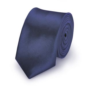 Krawatte Tiefblau slim aus Polyester einfarbig uni schmale 5 cm