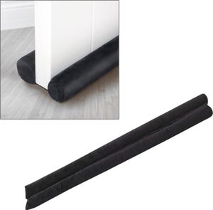 VOSSBACH Mikrofaser Tür Zugluftstopper Schwarz mit Doppeldichtung Türdichtung Türisolierung Dichtung Isolierung Windstopper