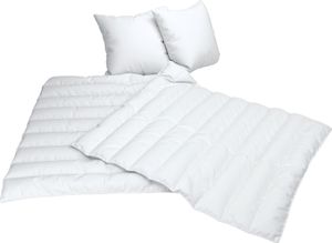 4-teiliges Microfaser Bettenset JEKATEX - 2x135x200 cm Kissen 2x40x80 cm Ganzjahres Bettdecke und Kopfkissen weiß