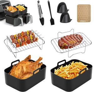 Heißluftfritteuse Zubehör Set,Backform Airfryer Zubehör,Silikonformen,BPA-frei, 9er set, Für Ninja Foodi AF300EU,AF400EU, 7,6L-9,5L 2-Zonen-Fritteusen Heißluftfritteuse Zubehör Set,Backform Airfryer Zubehör,Silikonformen,BPA-frei, 9er set, Für Ninja Foodi AF300EU,AF400EU, 7,6L-9,5L 2-Zonen-Fritteusen