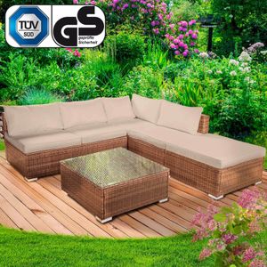BRAST Gartenmöbel Lounge Sofa Couch Set Oase Braun Poly-Rattan für 4 Personen