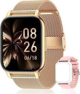 JUNG POPGlory Smartwatch Damen & Herren Fitnessuhr, mit Bluetooth Smartwatch (4,69 cm/1,85 Zoll) mit Telefon Funktion, 100+ Trainingsmodi