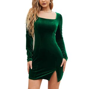 Damen Cocktailkleider Minikleider Elegante Wrap Kleid V-Ausschnitt kurzes Partykleider  Schwarzgrün,Größe:EU L