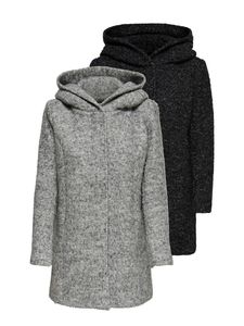 ONLY Damen klassischer Woll-Mantel Coat Herbst/Winter-Jacke Kapuze, Farbe:Schwarz, Größe:S