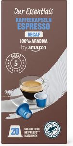 Kawa bezkofeinowa w kapsułkach Espresso by Amazon Intensity 5, 20 kapsułek