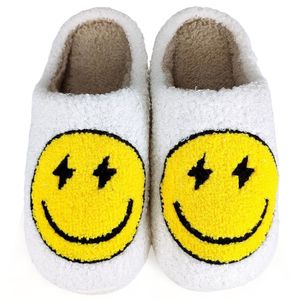 Damen Stoff Slipper Weich Hausschuhe Winter Schlappen Warme Pantoffeln Emoji Gr.41/42