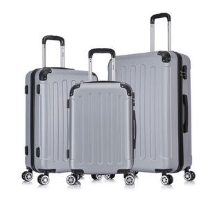 Flexot® F-2045 Kofferset Koffer Reisekoffer Hartschale Handgepäck Bordcase Doppeltragegriff mit Zahlenschloss Gr. M - L - XL Farbe Silber