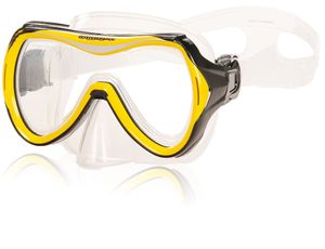 AQUAZON MAUI Junior Medium Schnorchelbrille, Taucherbrille, Schwimmbrille, Tauchmaske für Kinder, Jugendliche von 7-12 Jahren, Tempered Glas, sehr robust, tolle Passform, Farbe:gelb