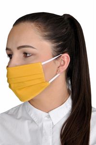 5 Stück Damen Masken Mundschutz Gesichtsmaske waschbar 2-Lagen Baumwolle 100%,  Senf