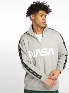 Mister Tee Herren Sweatshirt NASA Wormlogo Troyer Astronaut MT865 Grau Heather Grey XS