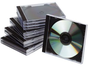 Q-Connect® KF02209 Štandardné boxy na CD - Pevný box na 1 CD/DVD, priehľadný/čierny, balenie po 10 ks