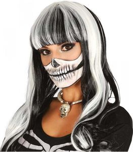 Schwarz-Weiße Langhaarperücke für Halloween & Fasching