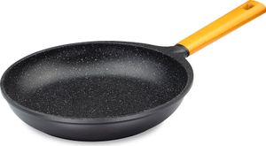 Linnuo Aluguss Pfanne 28 cm Echtholz Griff, Marmor Optik Antihaft beschichtete Pfanne Induktion und alle Herden, dicker Boden für optimale Wärmeverteilung, Bratpfanne 28 cm hoher Rand | Frying Pan