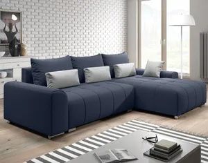 FURNIX Eckcouch LORETA Sofa L-Form Schlafsofa Couch mit Schlaffunktion und Kissen Classic Design MARINE MO8183