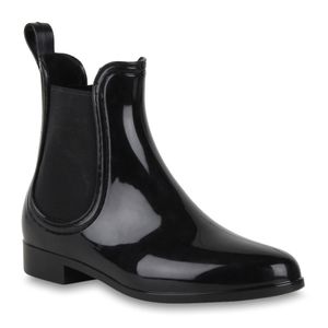 Mytrendshoe Damen Gummistiefel Stiefeletten Freizeit Trendy 70526, Farbe: Schwarz, Größe: 41