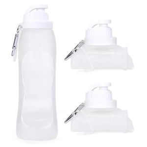 500ML Trinkflasche Sportflasche Wasserflaschen aus Silikon,Auslaufsicher Faltbar Weiß