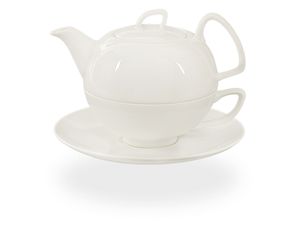 Buchensee Tea for One Set / Teeset Schwanensee, Teekanne 550ml in weiß, Fine Bone China Porzellan