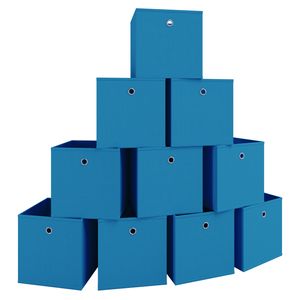 VCM 10er Set Faltbox Klappbox Stoff Kiste Faltschachtel Regalbox Aufbewahrung Boxas Blau