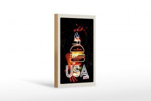 Holzschild Reise 12x18 cm Amerika USA American Bürger Gerichte Schild