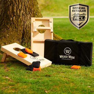 Mini Cornhole-Set – Wicked Wood – ACL- – 60x30 cm – Mit Tragetasche & 2x4 Säcken – 100 % Holz