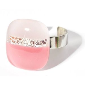 Ring mit Glasstein Fresh Opal rosa