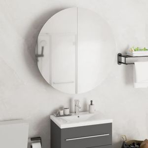vidaXL Badezimmerschrank mit Rundem Spiegel & LED Schwarz 54x54x17,5cm vidaXL Badezimmerschrank mit Rundem Spiegel & LED Schwarz 54x54x17,5cm