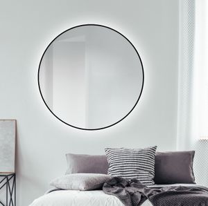 Talos Black Orors Light Ø 120 cm Wandspiegel - Badspiegel mit indirekter Beleuchtung  - Lichtspiegel mit Lichtfarbe neutralweiß - hochwertiger matt schwarzer Aluminiumrahmen - Badezimmerspiegel