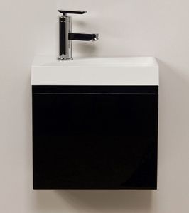 Quentis Gäste-WC Badmöbelset Faros 40, schwarz glänzend, Waschbeckenunterschrank montiert