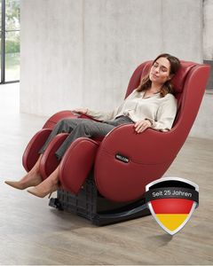 WELCON Massagesessel EASYRELAXX rot / weinrot / bordeaux - 3D Massagestuhl mit Neigungsverstellung elektrisch