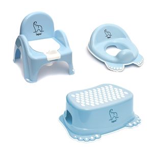 LAPSI® 3-teiliges Set Kindertopf Töpfchen + Kinder-Toilettensitz + Tritthocker Elefant Blau
