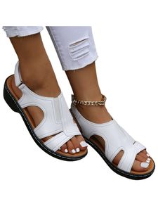 Damens Sandalen Freizeitschuhe Wedge Absatz Sandale Summer Beach Vintage Knöchelgurt Schuhe Weiss,Größe:EU 38
