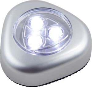 Globo Flashlight Pushlight Kunststoff Silber metallic, 3xLED; 31909