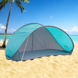 XL-Pop-Up-Strandmuschel – Strandzelt für 2-3 Personen – Sonnen- und Windschutz - UV-Schutz 50+ selbstaufstellend inkl. Tragetasche (Wagerechte Liegerichtung)