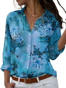 Damen Button Down Hemden Leichte Elegantes Langarm Bluse Geschäft Commuting Shirts Blau,Größe M