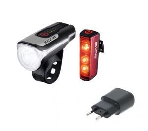 Sigma Beleuchtungsset Aura 80 USB Blaze Fahrradbeleuchtung LED Frontlicht Rücklicht akkubetriebenes Set StVZO inkl. 1A USB-Ladestecker