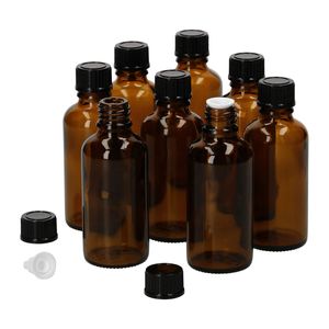 8tlg Set Miniaturflasche Tropfer Braunglas 50ml Apotheker Tropferflasche UV-geschützte Medikamente