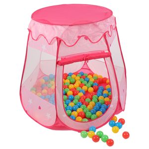 KIDUKU® Kinderspielzelt Pink mit 100 Bällen und Tasche Spielhaus Bällebad Schloss für drinnen und draußen
