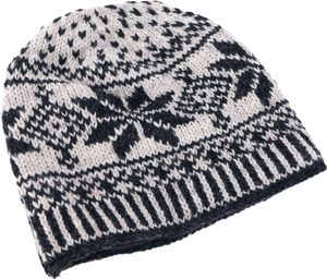 Wollmütze aus Nepal, Handgestrickte Mütze, Strickmütze, Wintermütze mit Norwegermuster - Schwarz/weiß, Uni, Wolle, Mützen