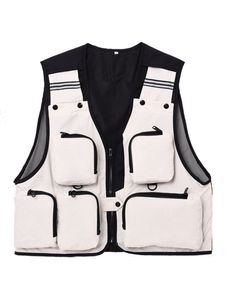 Herren Westen Lässig Utility Weste Mode Multi Pocket Leicht Safar Mantel Heizjacke Weiß,Größe 3XL