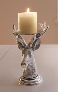 Kerzenhalter "Hirsch" silber, 19 cm hoch, Kerzenständer