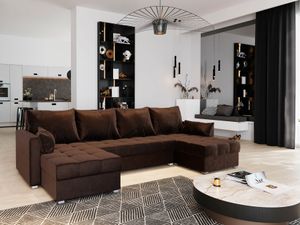 Masseno Ecksofa NAKO mit Schlaffunktion, Moderne Eckcouch in U-Form, Sofa mit Bettkasten, Wohnzimmersofa - Bronze