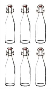 6x Glasflaschen mit Porzellan-Bügelverschluss 500 ml - Draht-Bügelflasche zum Ansetzen von Ölen : Porzellan-Verschluss : 6 Stück