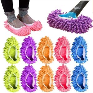 FNCF 10 Stück Mop Hausschuhe für Frauen Waschbare Mikrofaser Schuhüberzug Wiederverwendbare Bodenreinigung Mop Socken