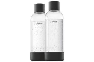 Mysoda Wasserflaschen aus erneuerbarem Biokomposit - schwarz, 2 x 1 Liter