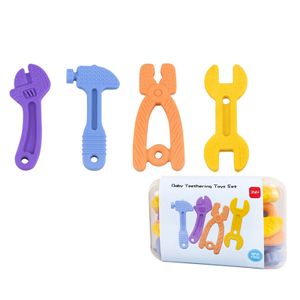 4 Stk Baby Kauen Set, Silikon Backenzahn Lebensmittelqualität Baby Beißring, Hammer Schraubenschlüssel Spielzeug Beißring