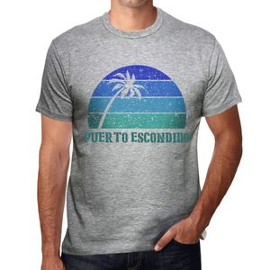 Herren Grafik T-Shirt Palme Strand Sonnenuntergang in Puerto Escondido – Palm, Beach, Sunset In Puerto Escondido – Öko-Verantwortlich Vintage Jahrgang