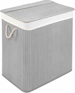 WohnDirect Wäschekorb, Wäschesammler BAMBOO Hellgrau 72 L - B-41cm x H-61cm x T-32cm