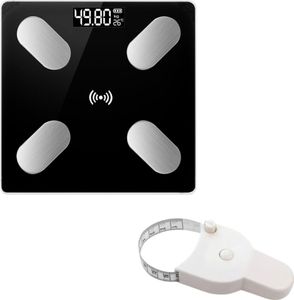 Digitale Personenwaage, Schlanke Personenwaage mit hochpräzisem Sensor, Intelligente Waage mit Stepping-Technologie, Schwarz